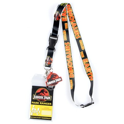 Bioworld Jurassic Park Park Ranger Breakaway Lanyard Clear ID Badge Holder Keychain, Lobster