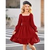 Arshiner Girls Dresses Long Sleeve Tie Back Fall Winter Off Shoulder Dress Kids Clothes - 4 of 4