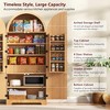 LOVSON 72''tall arched storage cabinet with 8-tier door shelves, 3 adjustable shelves, and hidden drawers,Ideal for kitchens and dining rooms,Natural - 4 of 4