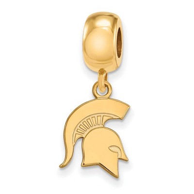 Black Bow Jewelry 14k Yellow Gold Plated Sterling Silver Michigan State Spartans NCAA Bead Charm