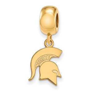 Black Bow Jewelry 14k Yellow Gold Plated Sterling Silver Michigan State Spartans NCAA Bead Charm - 1 of 3