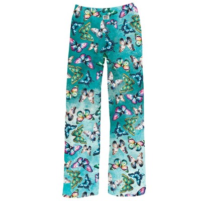 Collections Etc Colorful Butterfly Drawstring Elasticized Waist Lounge Pants
