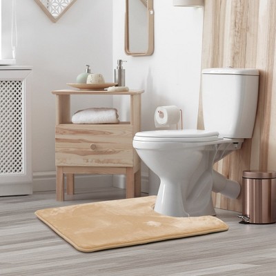 Ultra Soft Beige Memory Foam Contour Bath Rug, 20x24