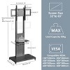 UNHO Mobile Floor TV Stand  Height Adjustable Trolley TV Mount with Storage Shelves & Wheels for 32"-65'' TV LCD Screens, Swivel 90°,Max Load 50KG - 3 of 4
