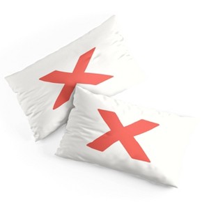 Deny Designs King April Lane Art Block Red Monogram X Microfiber Printed Pillow Sham - 1 of 3