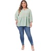 Agnes Orinda Women's Plus Size Floral Retro Keyhole Neck Lantern Summer Babydoll Blouses - 3 of 4