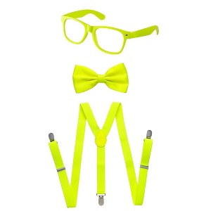 Dress Up America Neon Suspenders Set for Adults - Bow-tie, Glasses and Suspenders Set - 1 of 1