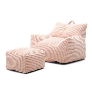 SEVOBAL Sofa Giant Plush Bean Bag Chair Armrests Footstool Comfy Beanbag Chaise Lounge Lazy Sofas Living Room Bedroom Dorm, Pink, 22"*21.26"*12.8" - 1 of 4