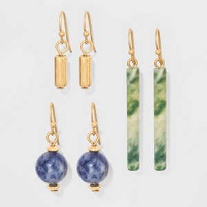 Semi Blue Lapis Trio Earrings - Universal Thread Blue/Gold, Women