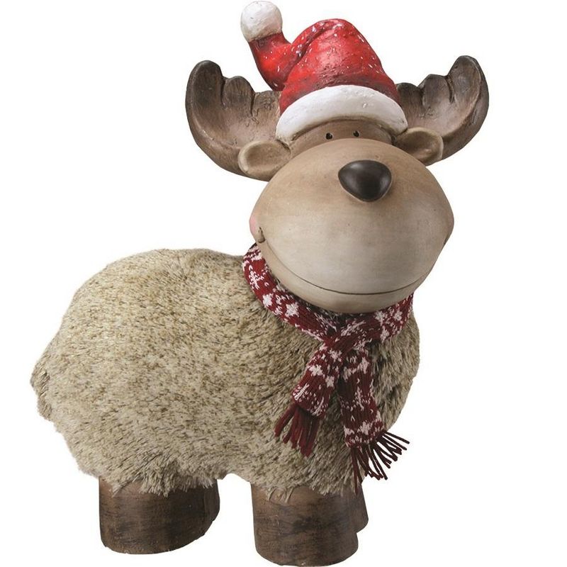 Northlight 17.25" Brown and Red Reindeer with Nordic Style Santa Hat Christmas Tabletop Decor, 2 of 3