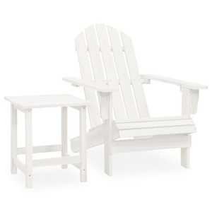 vidaXL Patio Adirondack Chair with Table Solid Fir Wood White - 1 of 4