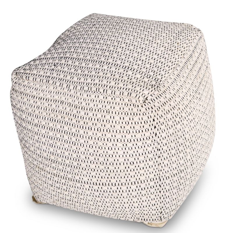 Hakim Square Handwoven Pouf Ivory - Steve Silver Co., 4 of 8