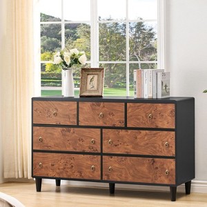 Acekool 32" Tall Drawer Chest, Modern Oak Dresser with Curved Profile, Organizer & TV Stand for Bedroom, Living Room, Hallway - 1 of 4