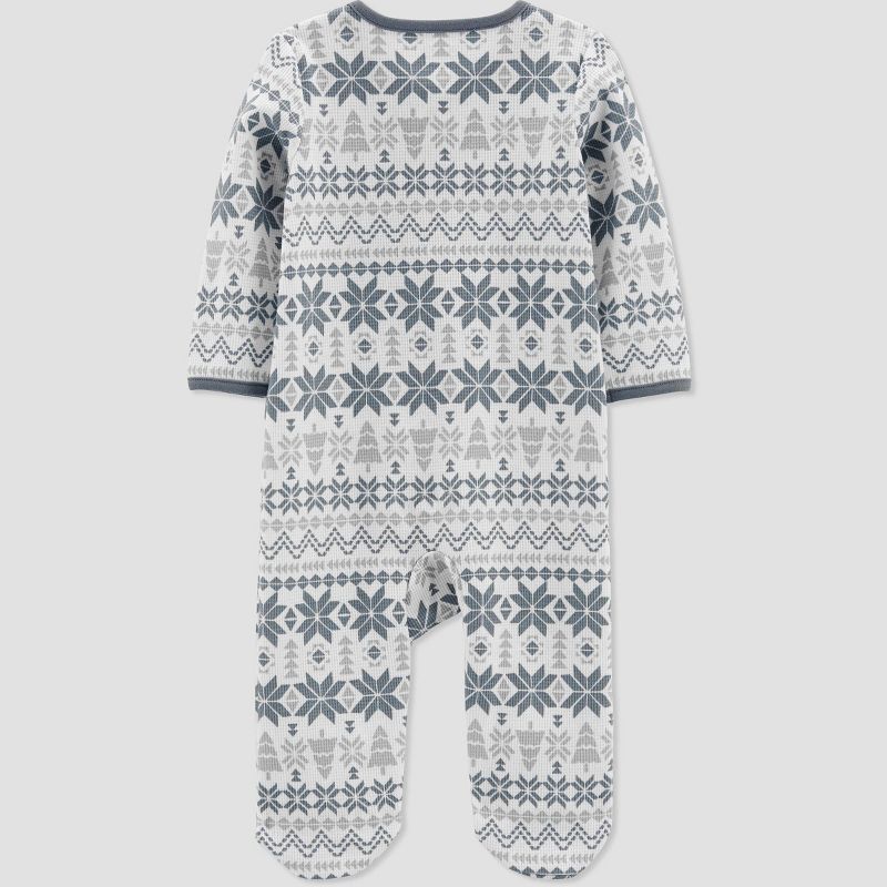 Carter's Just One You®️ Baby Fair Isle Footed Pajama - Gray/Blue, 3 of 8