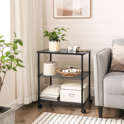 3-Tier Printer Stand Rolling Office Printer Cart with Metal Frame