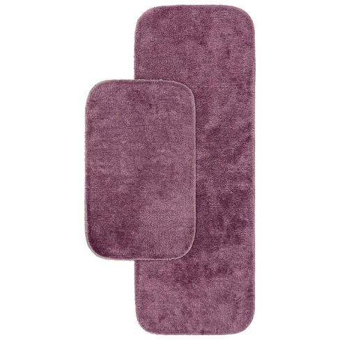 Garland Rug 3-Piece Traditional Nylon Washable Bathroom Rug Set Purple