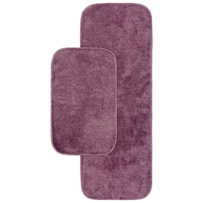 2pc Traditional Nylon Washable Bathroom Rug Set Purple - Garland Rug, 1 of 7