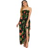 LA LEELA Women's House Daily Routine Evening Wear Boho A line Slit Maxi Dress Smocked Top Evening Long Tube Dresses for Women One Size Black, Floral - 4 of 4