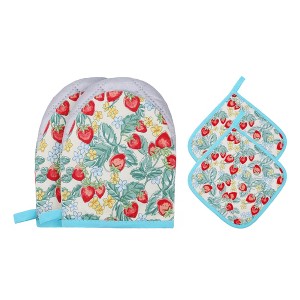 REGALWOVEN Heat Resistant 4 Piece Oven Mitts and Pot Holders Set for Kitchen Use - 1 of 4