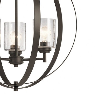 Winslow 17" Black and Bronze Globe Chandelier with Clear Glass Shades
