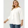 Agnes Orinda Women's Plus Size Stylish Tie Neck 3/4 Ruffle Sleeves Work Office Blouses - 4 of 4