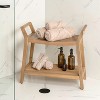 JONATHAN Y Orla 25.6" Modern Classic Slatted Solid Acacia Wood Indoor/Outdoor Shower Bench with Shelf and Handle - 2 of 4