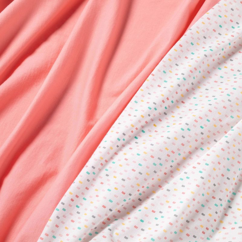 Fitted Jersey Crib Sheet - Cloud Island&#8482; Confetti/Coral 2pk, 3 of 5