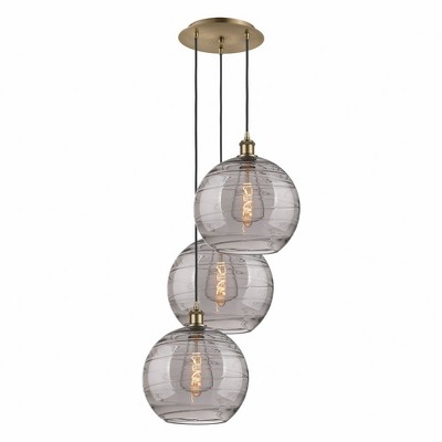 Athens Deco Swirl - 3 Light Cord Hung Multi Pendant In Industrial Style-40.88 Inches Tall and 18.5 Inches Wide