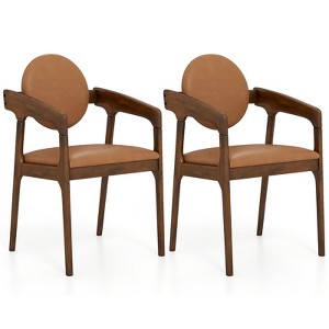 Tangkula Wooden Dining Chair Set of 2/4 w/Rubber Wood Frame Padded Seat & Back Armrests - 1 of 4