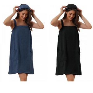 INSPIRE CHIC Women's 2 Pcs Sleeveless Towel Wrap Robe with Strap for Shower - 1 of 4