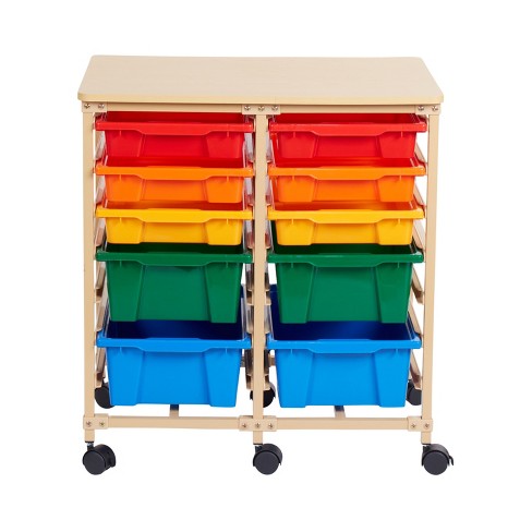 Ecr4kids Mobile Storage Organizer With 10 Trays Sand With