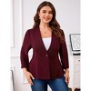 Women Plus Size Blazer Peplum V-Neck Cardigan Long Sleeve Button Open Front Jacket - 2 of 4