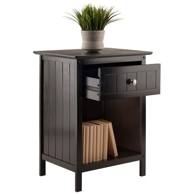 Transitional Brown Solid Wood 1-Drawer Accent Table