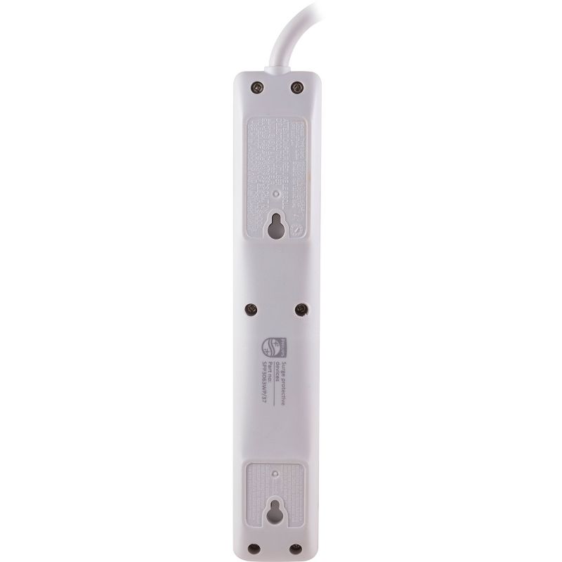 Philips 2&#39; 6-Outlet Power Strip Cord White, 5 of 8