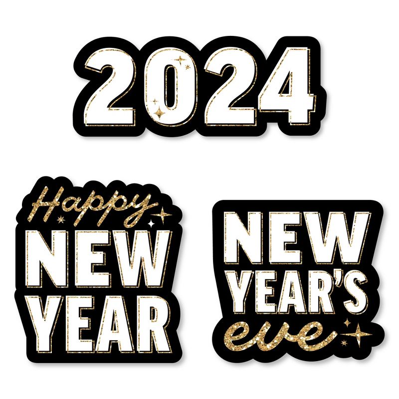 Big Dot of Happiness Hello New Year - DIY Shaped 2024 NYE Party Cut-Outs - 24 Count, 1 of 6