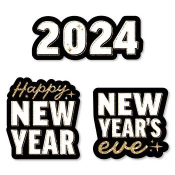 Big Dot of Happiness Hello New Year - DIY Shaped 2024 NYE Party Cut-Outs - 24 Count