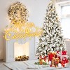 Flocked Christmas Tree with PE/PVC Mixed Branches, Warm White LED Lights, Fireproof Material, Hinged Foldable Design with Sturdy Base - 2 of 4