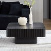 PAGED Wood Coffee Table Living Room Table Modern Handcraft Drum Center Table with Sturdy MDF Pedestal for Living Room, Study - 2 of 4