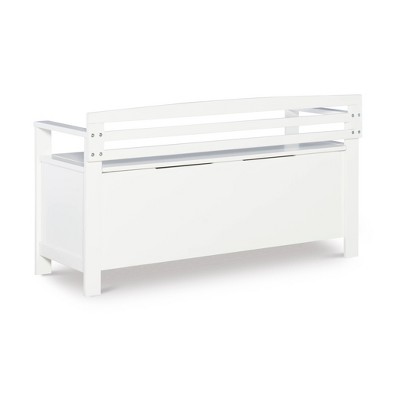 White Coastal Cottage Storage Bench with Flip-Top Lid