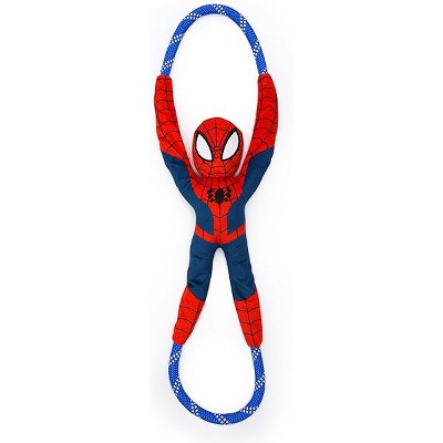 ZippyPaws Marvel RopeTugz - Durable Rope Tug of War Dog Toy, Squeaky Chew Toy - Spider-Man