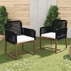 Durable Acacia Wood Outdoor Armchairs with Handwoven Rope Back & Arms, Washable Cushions, and Water-Resistant Fabric – Set of 2-Coolbibila - 2 of 4