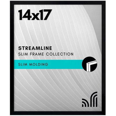 Americanflat 14x17 Picture Frame with Polished Plexiglass - Streamline Collection - Thin Border Picture Frame for Wall Display - Black