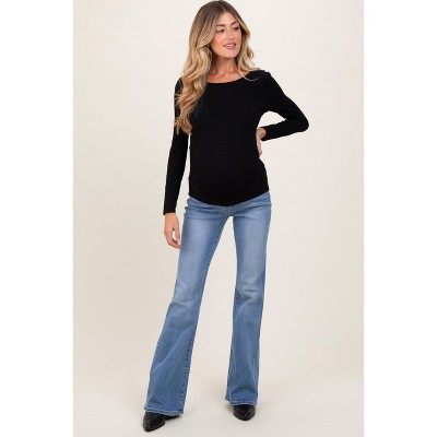 PinkBlush Light Blue Vintage Wash Flare Maternity Jeans