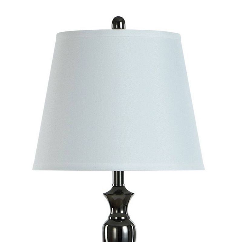 2 Table Lamps and 1 Floor Lamp Black Nickel with White Hardback Shades - StyleCraft, 3 of 6