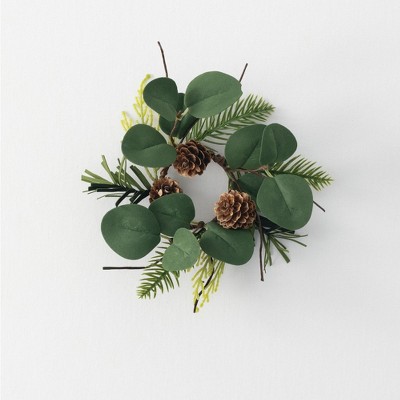 Sullivans Artificial Pine and Eucalyptus Wreath 6.5"H Green