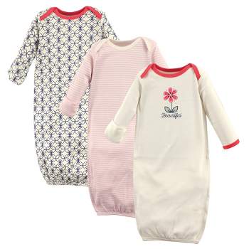 Touched by Nature Baby Girl Organic Cotton Long-Sleeve Gowns 3pk, Flower