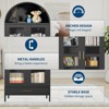 73" Modern Arched Storage Cabinet with Glass Doors, Tall Kitchen Pantry & Cupboard for Living Room,Black - 4 of 4