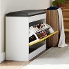 31.5'' Shoe Storage Bench, Slim Shoe Organizer Bench with Flip Drawer and Seat Cushion, Modern White Entryway Shoe Cabinet,White - 4 of 4