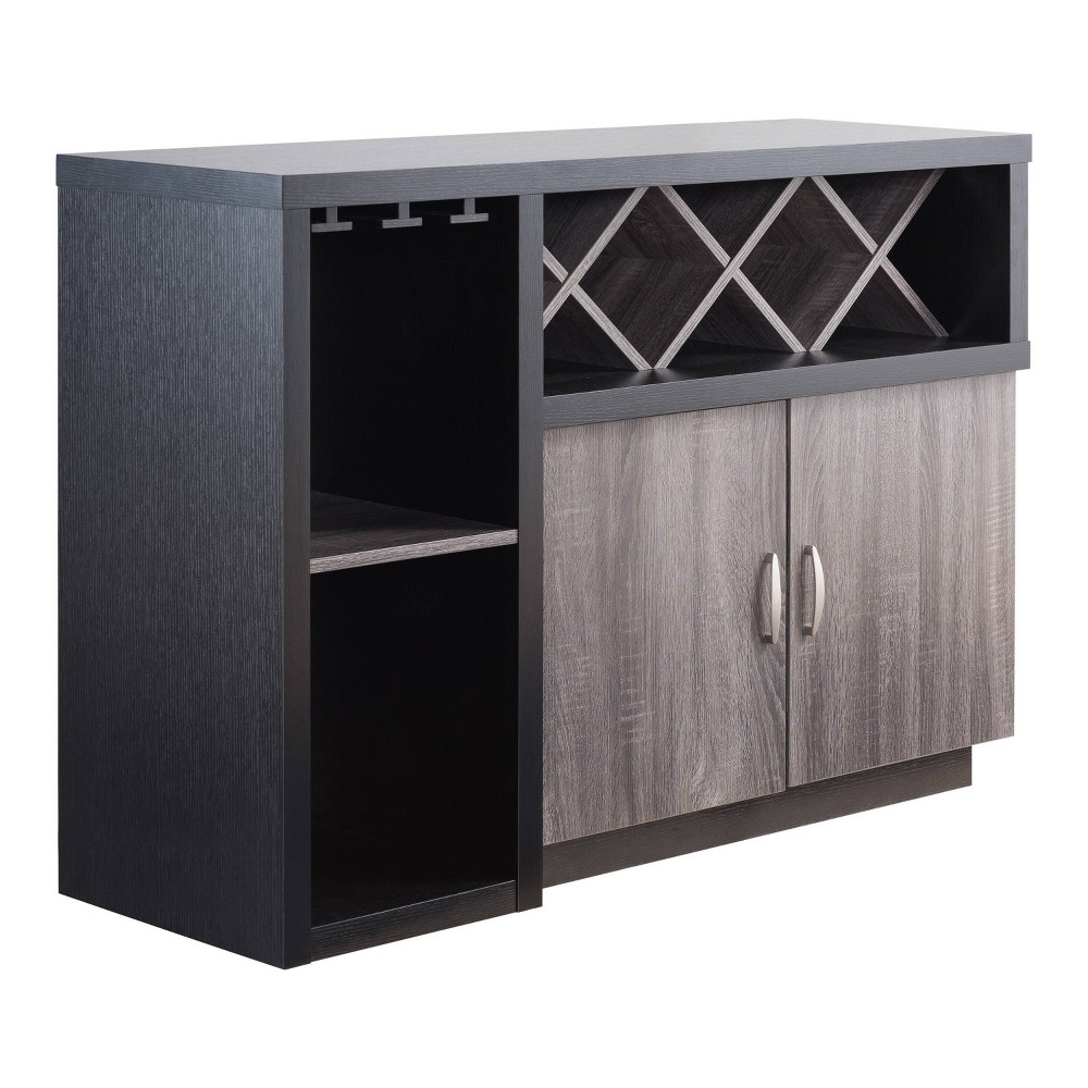 Photos - Storage Сabinet Alsco Buffet Server with Wine Rack Distressed Gray/ Light Oak - HOMES: Ins