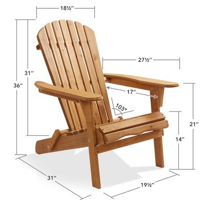 Natural Cedar Wood Folding Adirondack Chair with Arms